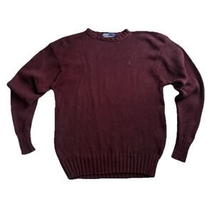 Vintage Men’s Polo Ralph Lauren Chunky Sweater Size X Maroon Fisherman Valentine